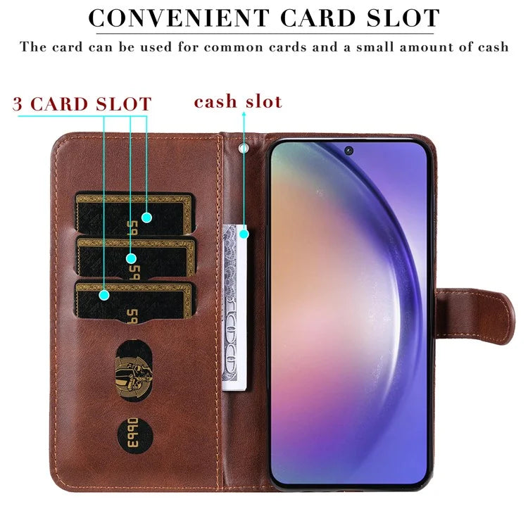 For Samsung Galaxy A55 5G Case Wallet Stand Calf Texture Phone Protector with Magnetic Flap