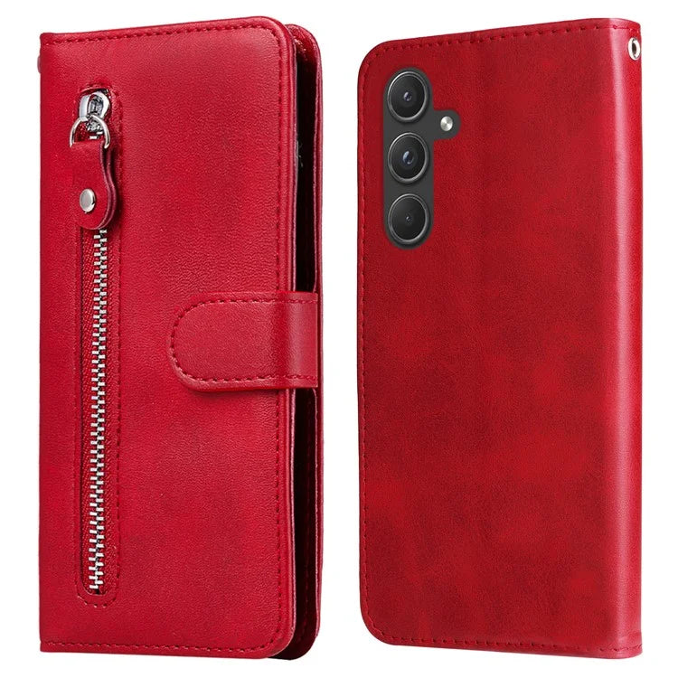For Samsung Galaxy A55 5G Case Wallet Stand Calf Texture Phone Protector with Magnetic Flap