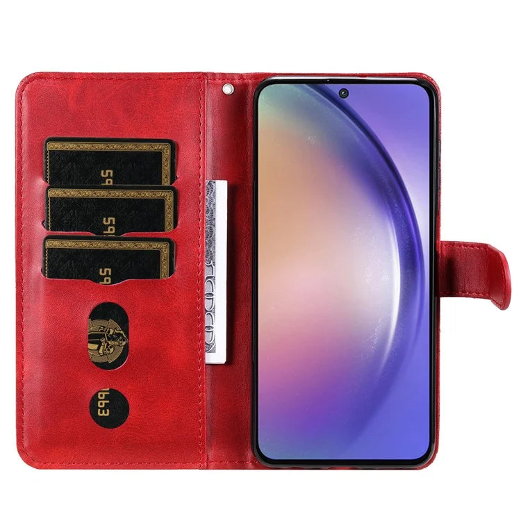 For Samsung Galaxy A55 5G Case Wallet Stand Calf Texture Phone Protector with Magnetic Flap
