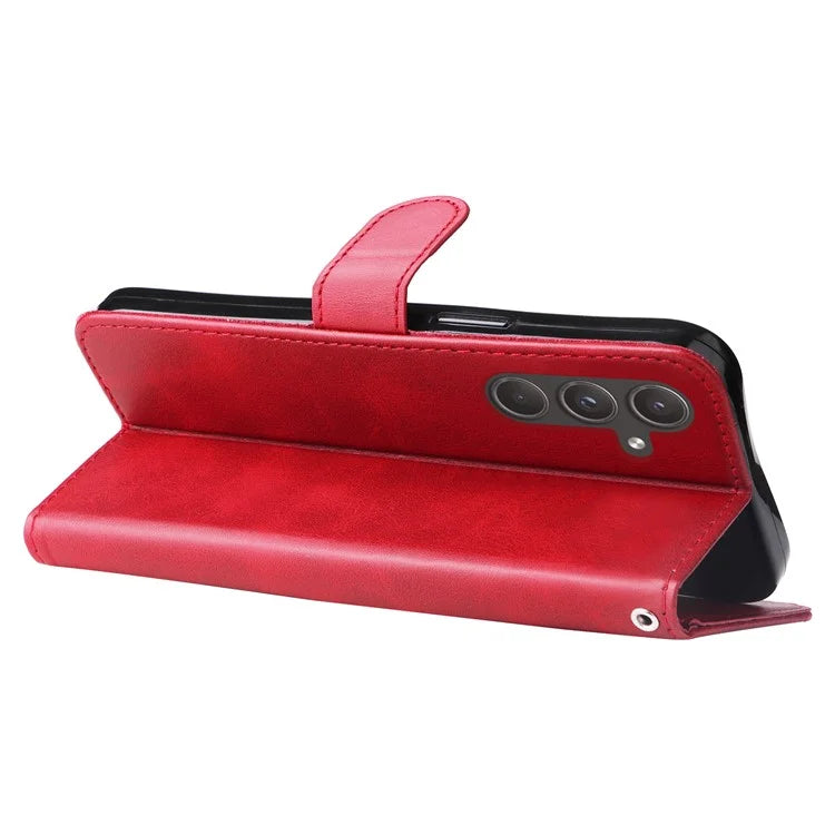 For Samsung Galaxy A55 5G Case Wallet Stand Calf Texture Phone Protector with Magnetic Flap