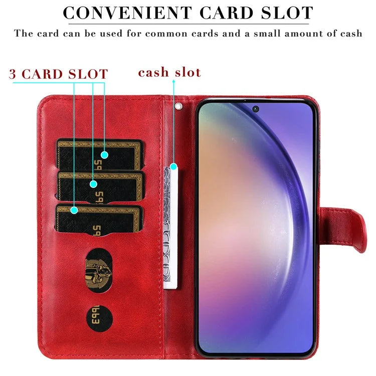 For Samsung Galaxy A55 5G Case Wallet Stand Calf Texture Phone Protector with Magnetic Flap