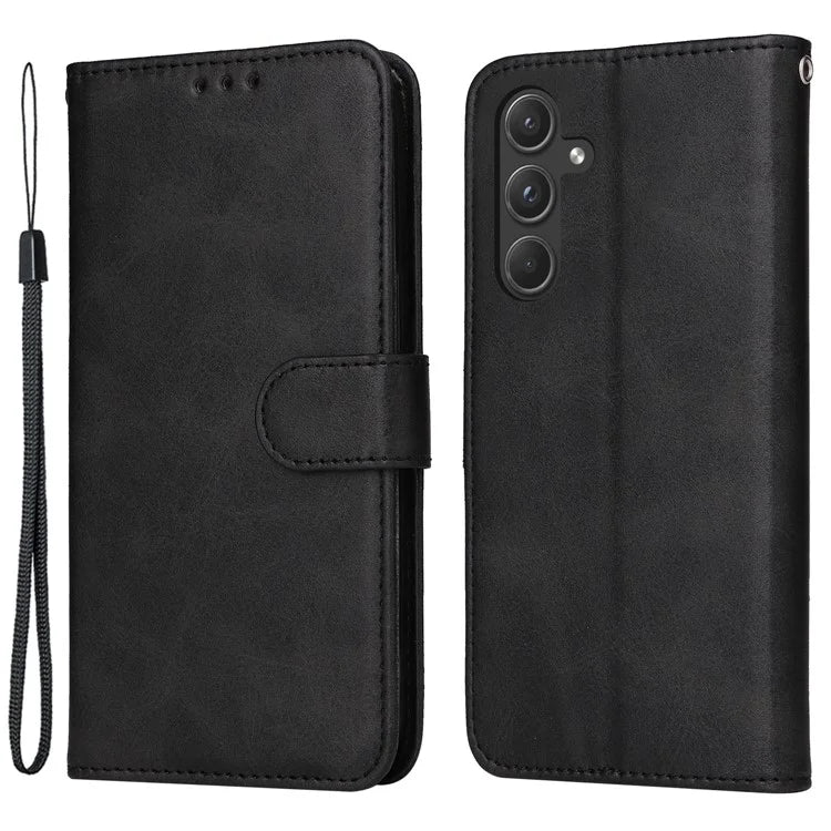 For Samsung Galaxy A55 5G Case Classic Calf Texture Leather Phone Guard Cover with Card Slots