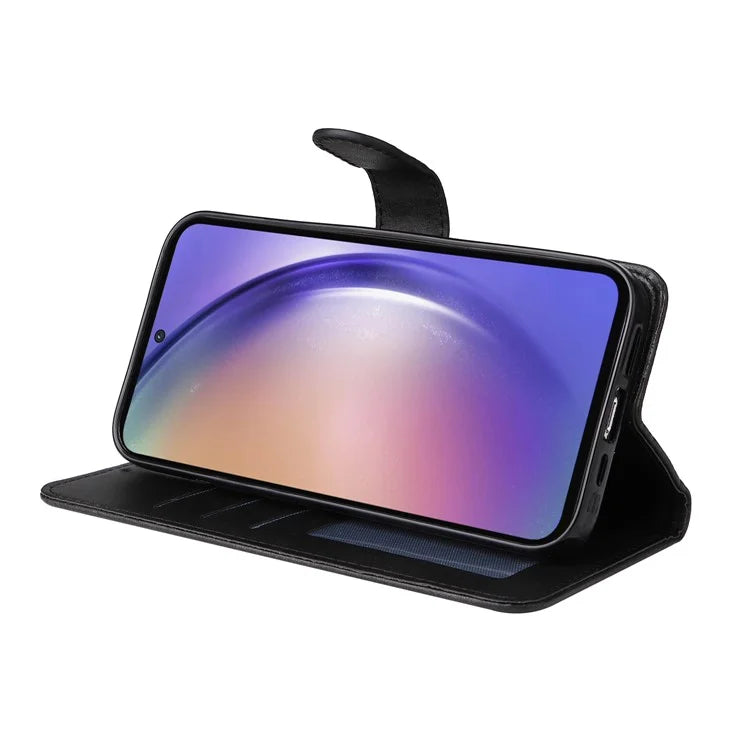 For Samsung Galaxy A55 5G Case Classic Calf Texture Leather Phone Guard Cover with Card Slots