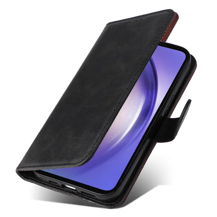 For Samsung Galaxy A55 5G Case Classic Calf Texture Leather Phone Guard Cover with Card Slots