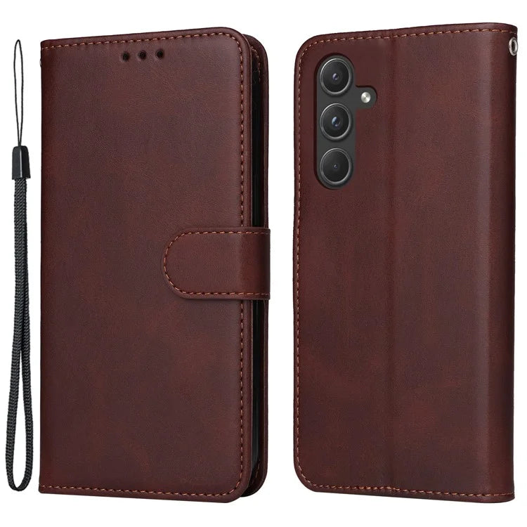 For Samsung Galaxy A55 5G Case Classic Calf Texture Leather Phone Guard Cover with Card Slots