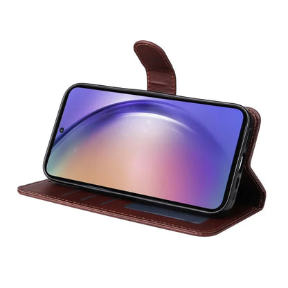 For Samsung Galaxy A55 5G Case Classic Calf Texture Leather Phone Guard Cover with Card Slots
