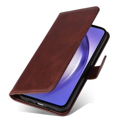 For Samsung Galaxy A55 5G Case Classic Calf Texture Leather Phone Guard Cover with Card Slots