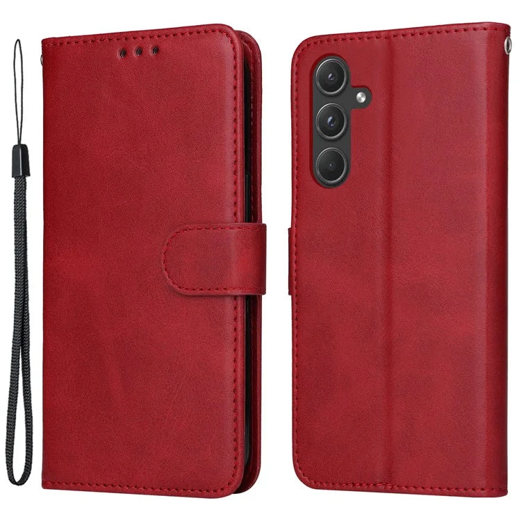 For Samsung Galaxy A55 5G Case Classic Calf Texture Leather Phone Guard Cover with Card Slots