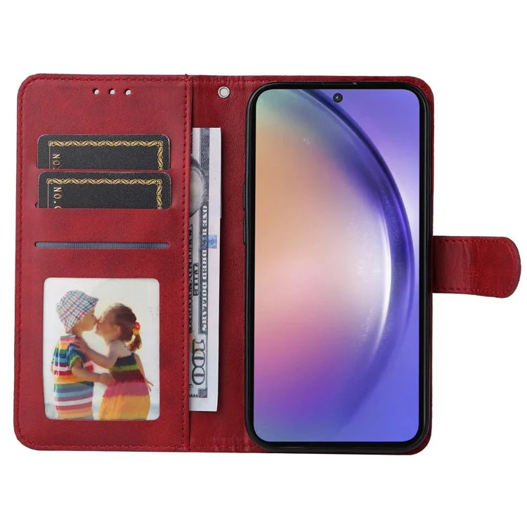 For Samsung Galaxy A55 5G Case Classic Calf Texture Leather Phone Guard Cover with Card Slots