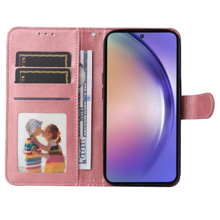 For Samsung Galaxy A55 5G Case Classic Calf Texture Leather Phone Guard Cover with Card Slots
