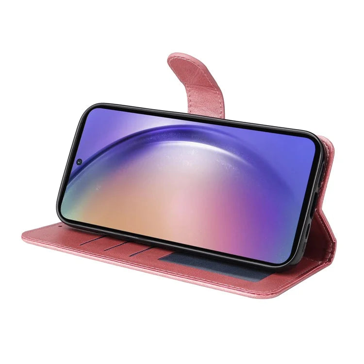 For Samsung Galaxy A55 5G Case Classic Calf Texture Leather Phone Guard Cover with Card Slots