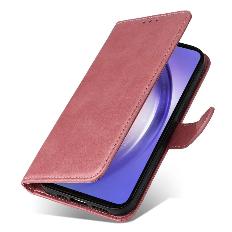 For Samsung Galaxy A55 5G Case Classic Calf Texture Leather Phone Guard Cover with Card Slots