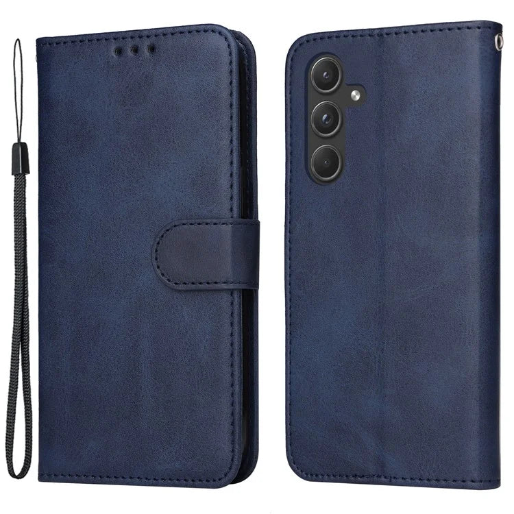 For Samsung Galaxy A55 5G Case Classic Calf Texture Leather Phone Guard Cover with Card Slots