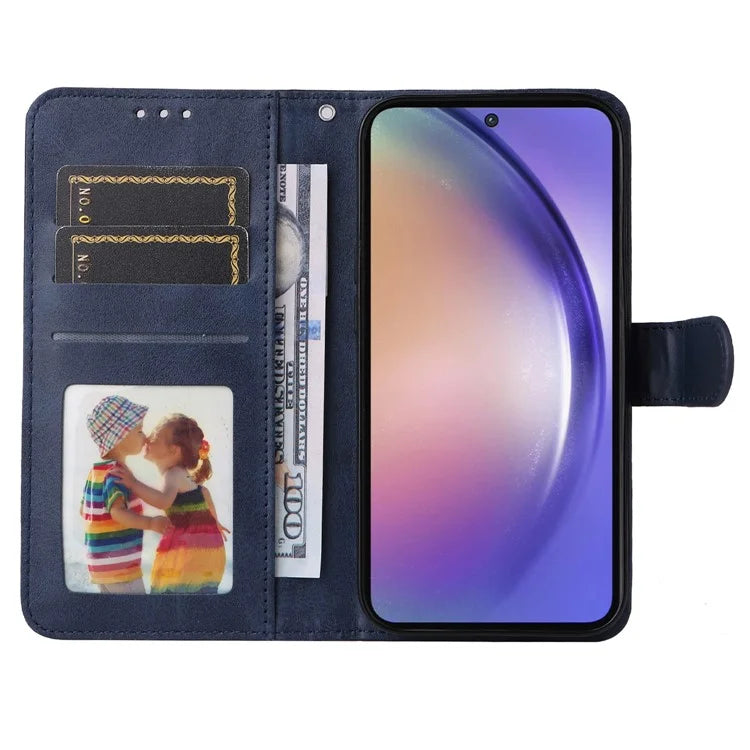 For Samsung Galaxy A55 5G Case Classic Calf Texture Leather Phone Guard Cover with Card Slots