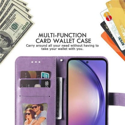 For Samsung Galaxy A55 5G Wallet Cover Stand Flower Folio Purse Phone Case