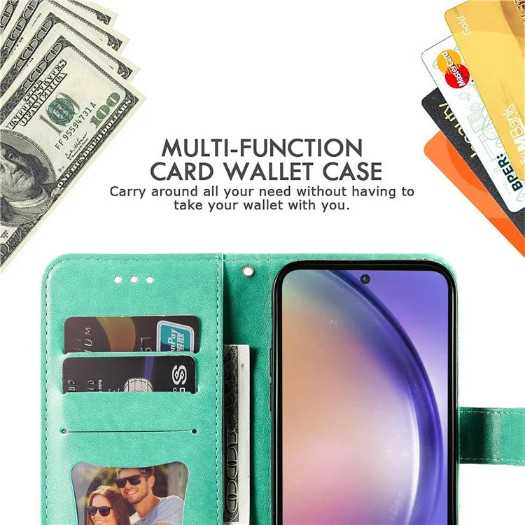 For Samsung Galaxy A55 5G Wallet Cover Stand Flower Folio Purse Phone Case