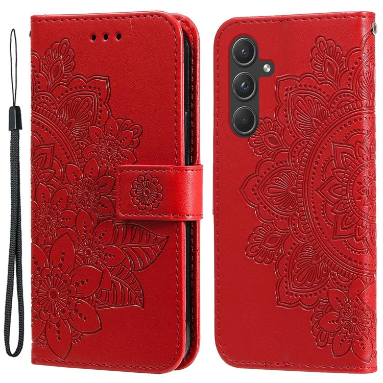 For Samsung Galaxy A55 5G Wallet Cover Stand Flower Folio Purse Phone Case