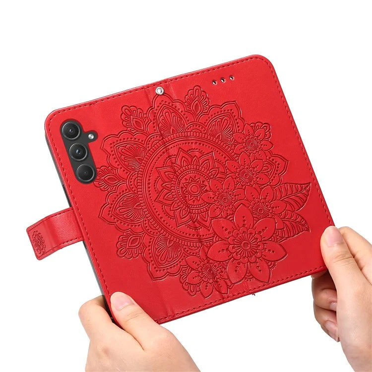 For Samsung Galaxy A55 5G Wallet Cover Stand Flower Folio Purse Phone Case