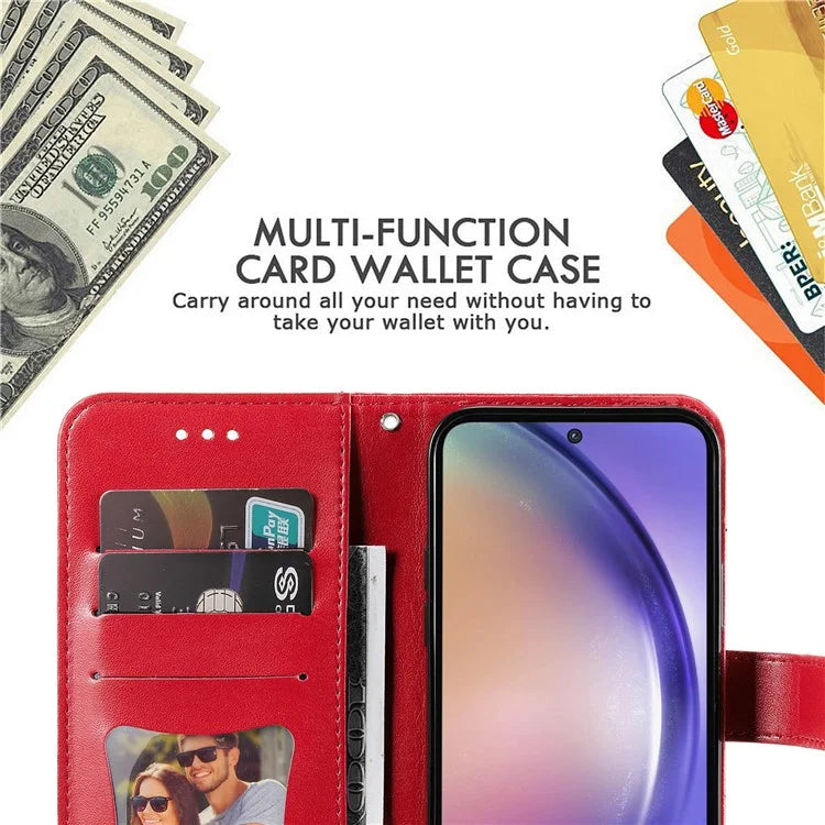 For Samsung Galaxy A55 5G Wallet Cover Stand Flower Folio Purse Phone Case