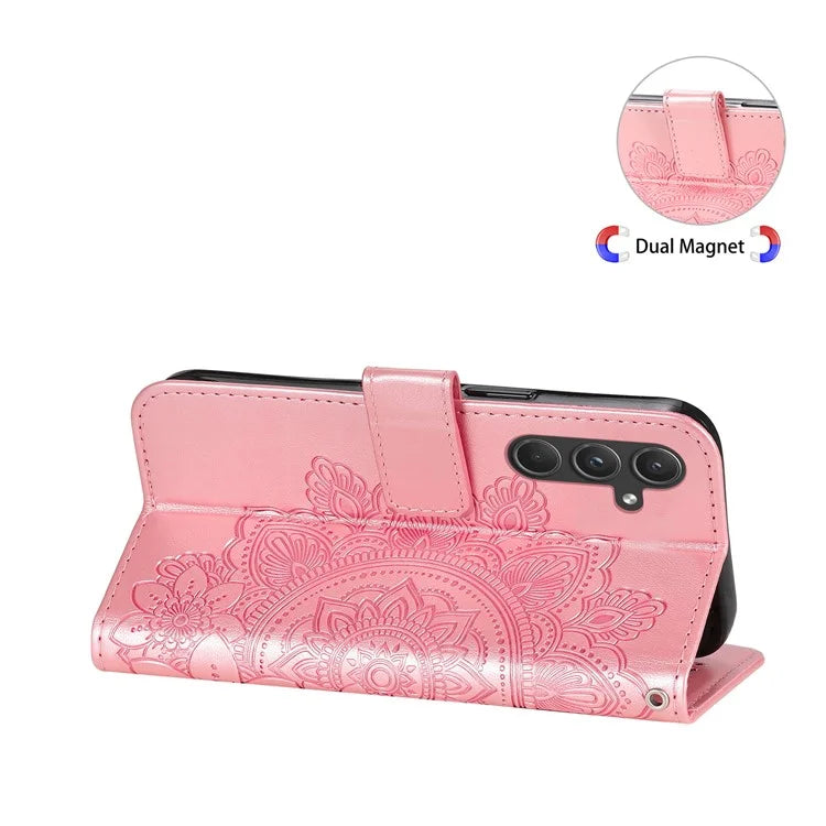 For Samsung Galaxy A55 5G Wallet Cover Stand Flower Folio Purse Phone Case