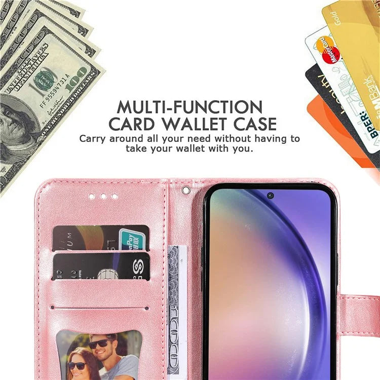For Samsung Galaxy A55 5G Wallet Cover Stand Flower Folio Purse Phone Case