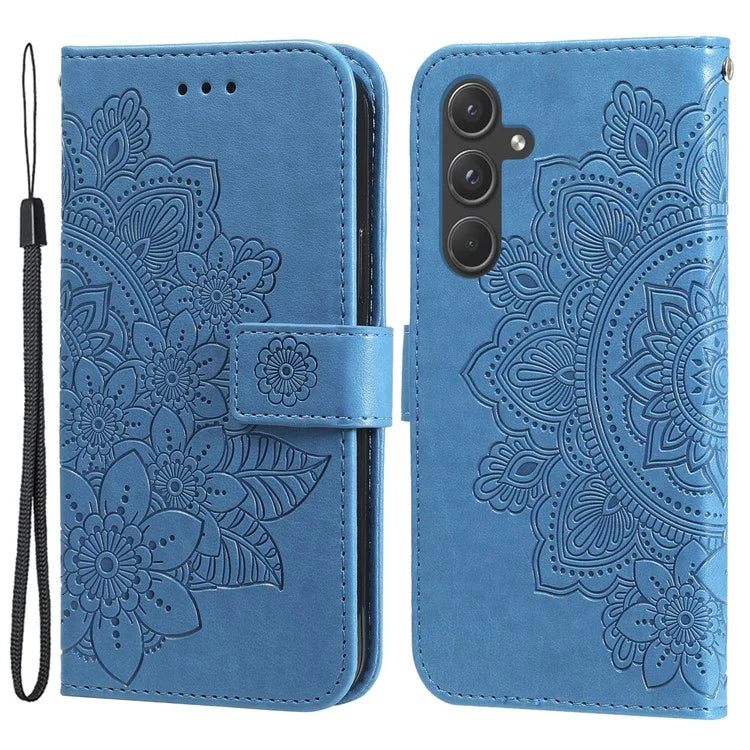 For Samsung Galaxy A55 5G Wallet Cover Stand Flower Folio Purse Phone Case