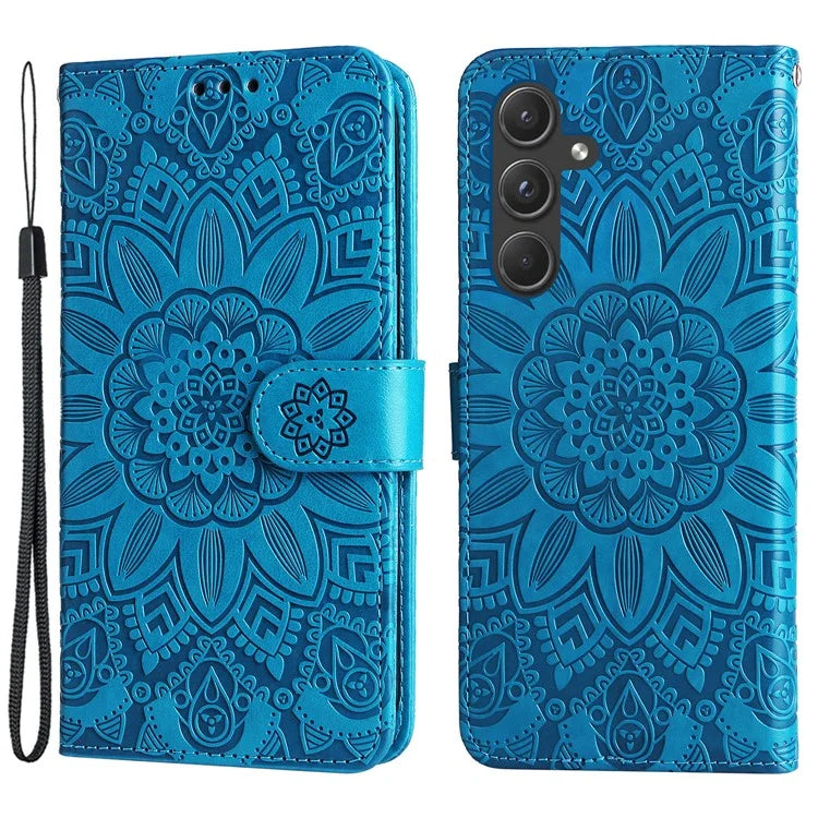 For Samsung Galaxy A55 5G Case Wallet Stand Imprinted PU Leather Phone Cover