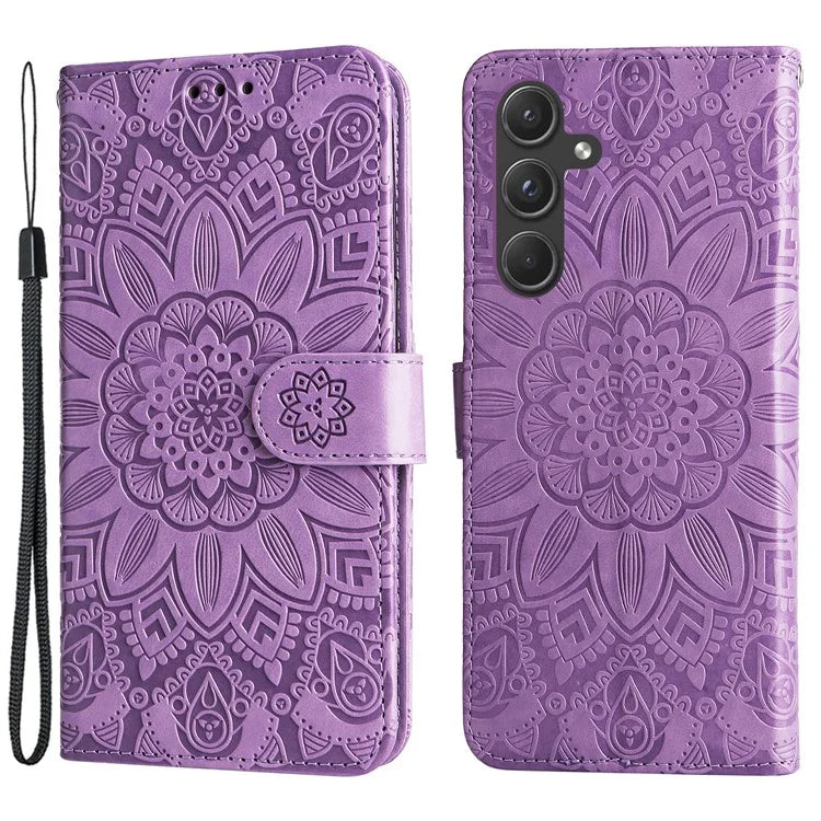 For Samsung Galaxy A55 5G Case Wallet Stand Imprinted PU Leather Phone Cover