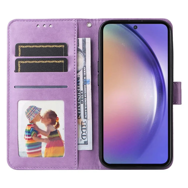 For Samsung Galaxy A55 5G Case Wallet Stand Imprinted PU Leather Phone Cover
