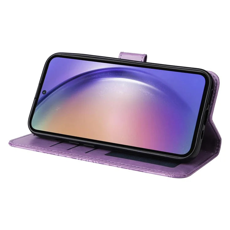 For Samsung Galaxy A55 5G Case Wallet Stand Imprinted PU Leather Phone Cover