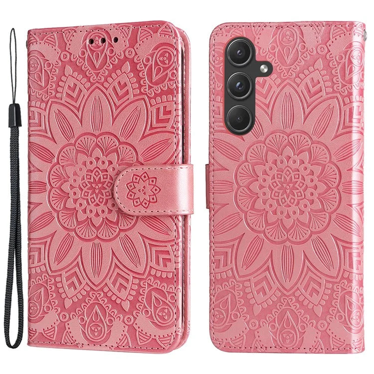 For Samsung Galaxy A55 5G Case Wallet Stand Imprinted PU Leather Phone Cover