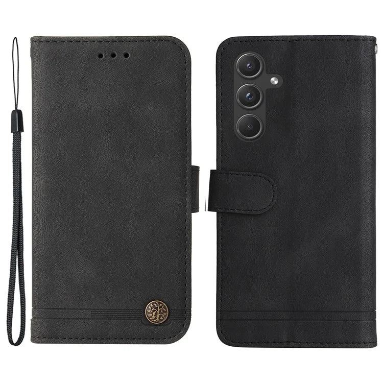 For Samsung Galaxy A55 5G Phone Wallet Case Skin-Friendly Leather Folding Stand Cover