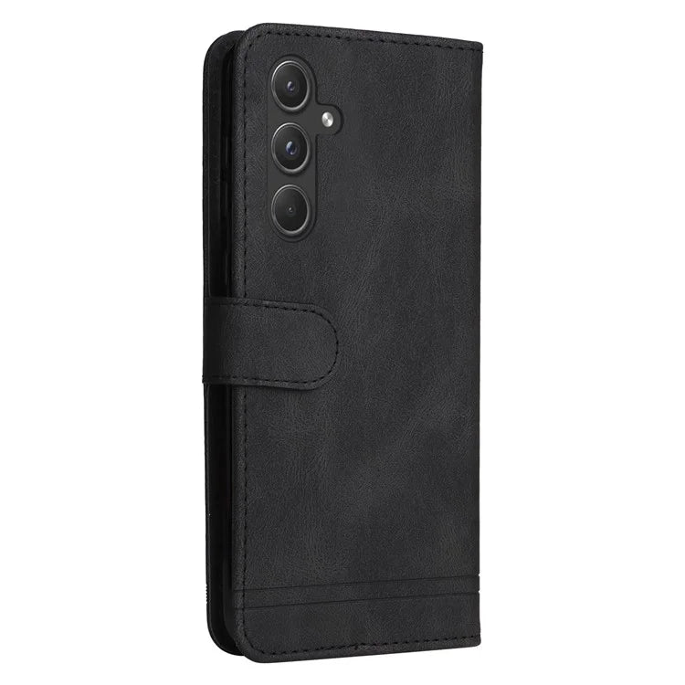 For Samsung Galaxy A55 5G Phone Wallet Case Skin-Friendly Leather Folding Stand Cover