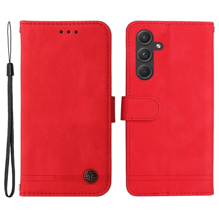 For Samsung Galaxy A55 5G Phone Wallet Case Skin-Friendly Leather Folding Stand Cover