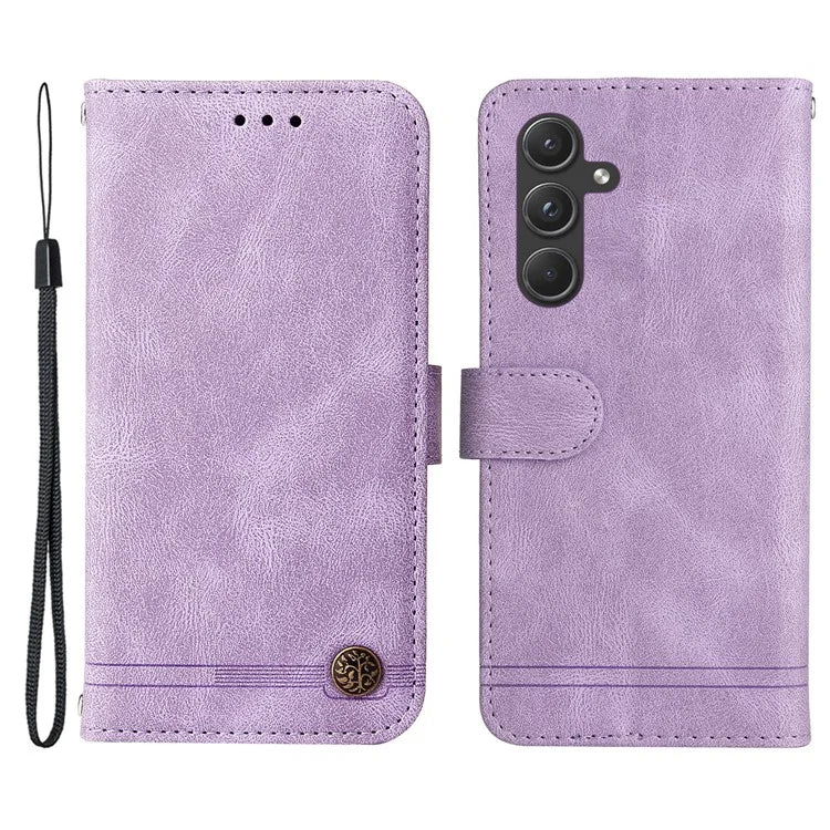 For Samsung Galaxy A55 5G Phone Wallet Case Skin-Friendly Leather Folding Stand Cover