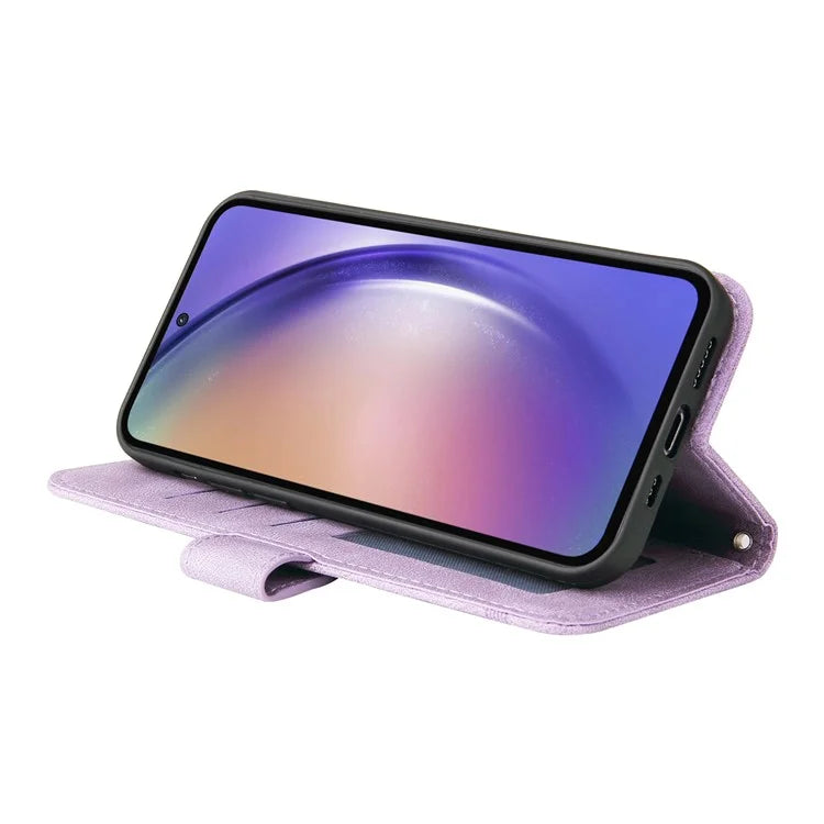 For Samsung Galaxy A55 5G Phone Wallet Case Skin-Friendly Leather Folding Stand Cover