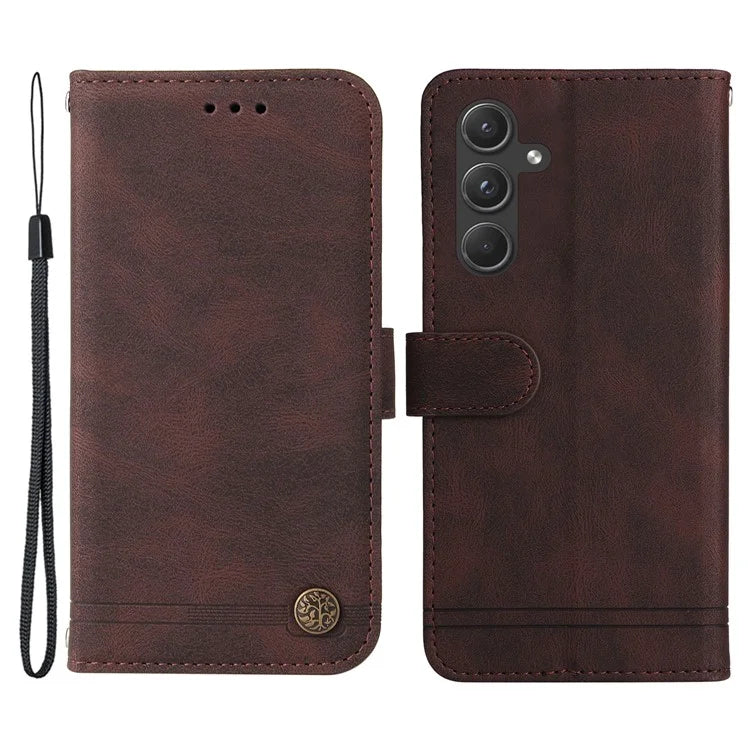For Samsung Galaxy A55 5G Phone Wallet Case Skin-Friendly Leather Folding Stand Cover