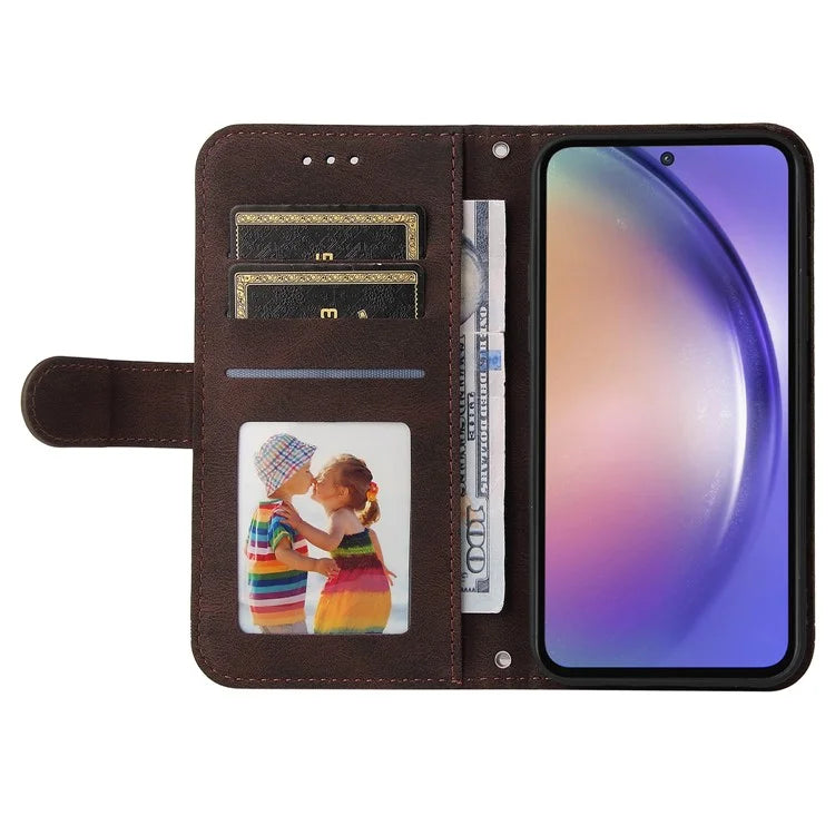 For Samsung Galaxy A55 5G Phone Wallet Case Skin-Friendly Leather Folding Stand Cover
