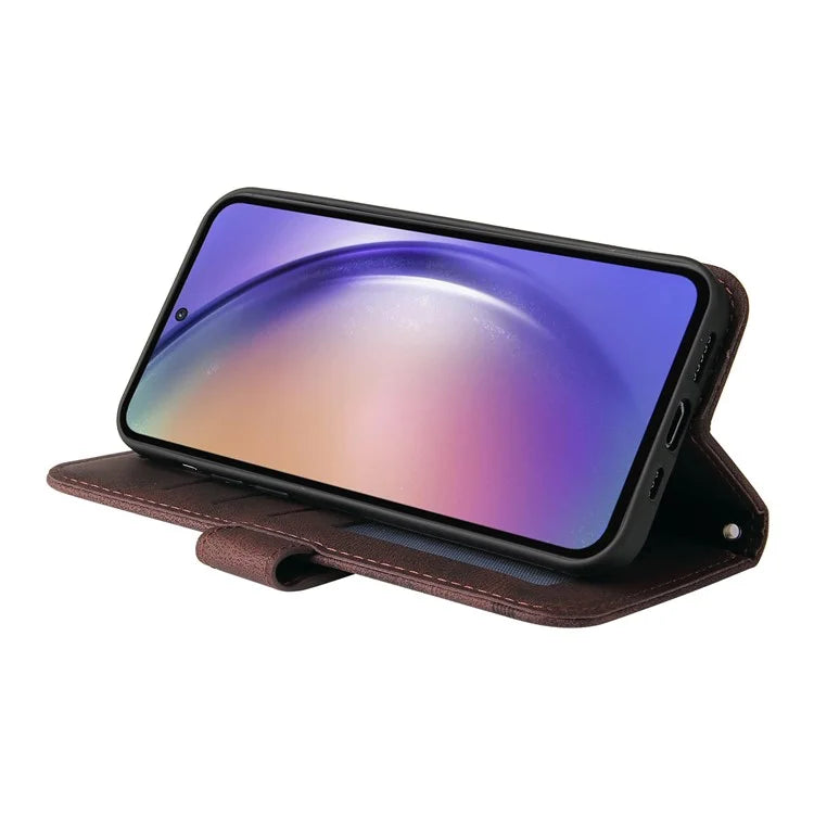 For Samsung Galaxy A55 5G Phone Wallet Case Skin-Friendly Leather Folding Stand Cover