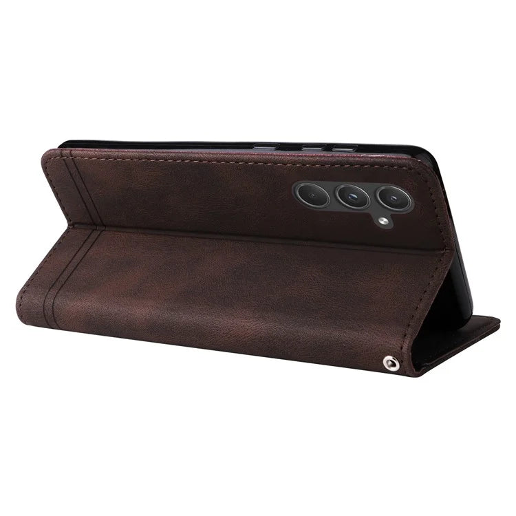 For Samsung Galaxy A55 5G Phone Wallet Case Skin-Friendly Leather Folding Stand Cover