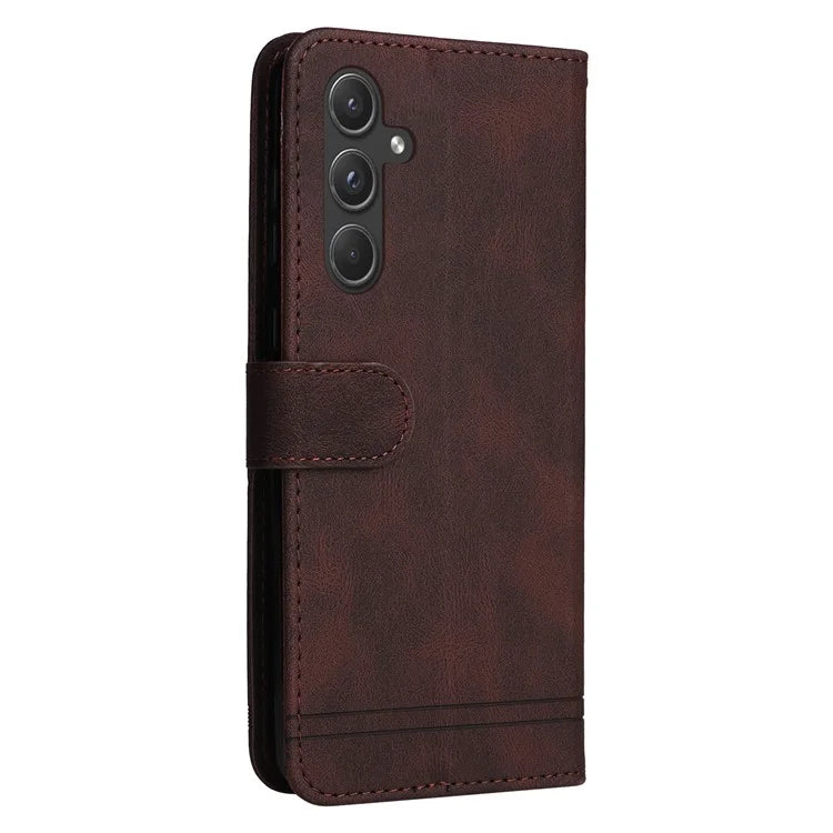 For Samsung Galaxy A55 5G Phone Wallet Case Skin-Friendly Leather Folding Stand Cover