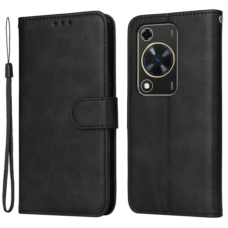 For Huawei Enjoy 70 4G / nova Y72 4G Cell Phone Case Calf Texture PU Leather+TPU Folding Stand Cover