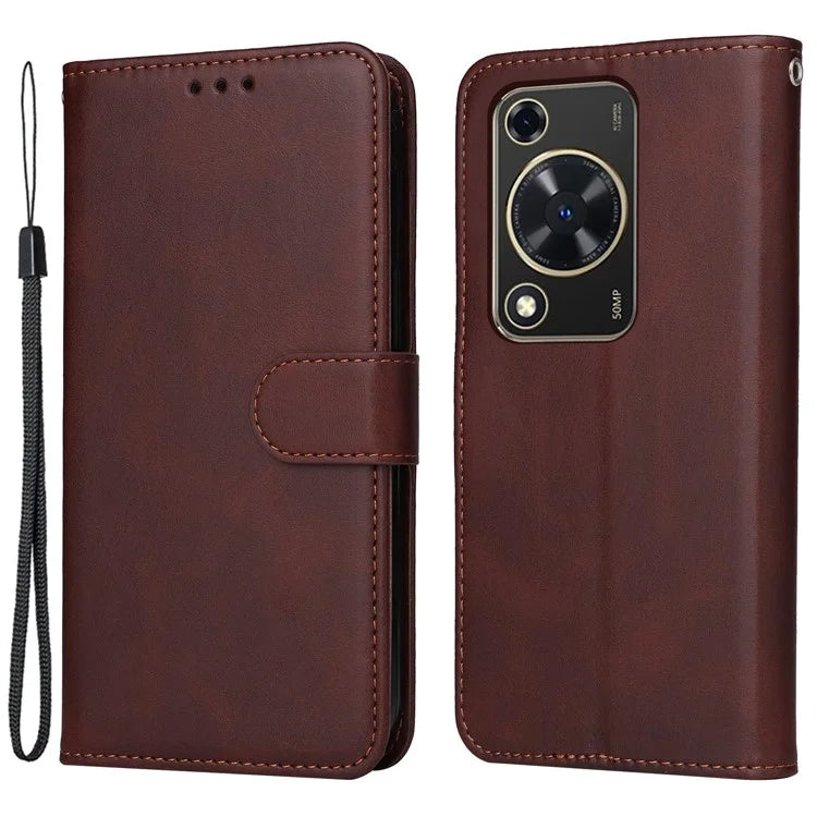 For Huawei Enjoy 70 4G / nova Y72 4G Cell Phone Case Calf Texture PU Leather+TPU Folding Stand Cover
