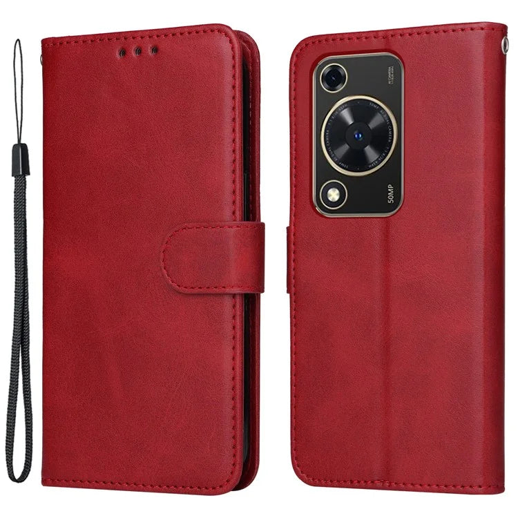 For Huawei Enjoy 70 4G / nova Y72 4G Cell Phone Case Calf Texture PU Leather+TPU Folding Stand Cover