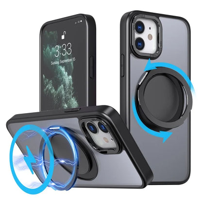 For iPhone 11 Magnetic Phone Case Invisible Gear Ring Holder Kickstand