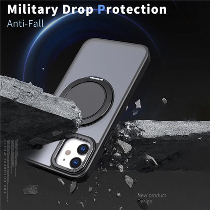 For iPhone 11 Magnetic Phone Case Invisible Gear Ring Holder Kickstand