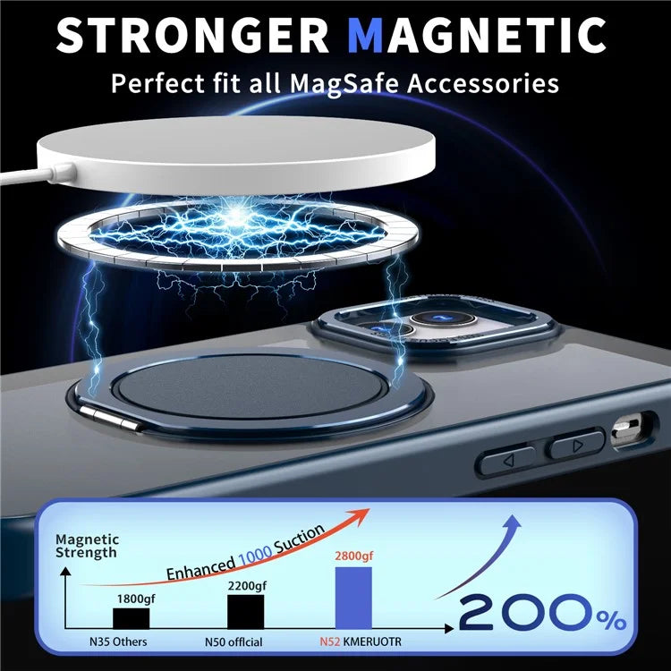 For iPhone 11 Magnetic Phone Case Invisible Gear Ring Holder Kickstand