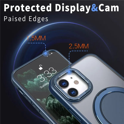 For iPhone 11 Magnetic Phone Case Invisible Gear Ring Holder Kickstand