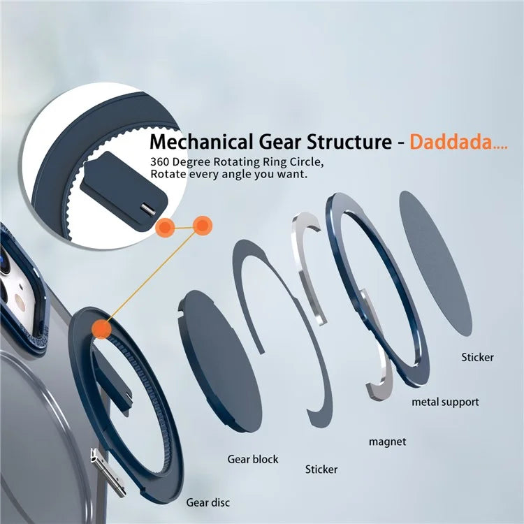 For iPhone 11 Magnetic Phone Case Invisible Gear Ring Holder Kickstand
