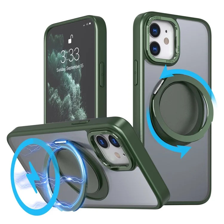 For iPhone 11 Magnetic Phone Case Invisible Gear Ring Holder Kickstand